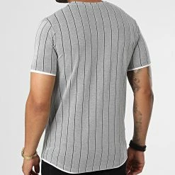 Grosses soldes 🎉 Tee 👚 Shirt A Rayures LM277 Gris Chiné de Classic Series ✔️ -Classic Series Soldes classic series 329650 LM277 GRI 20220727T163117 04