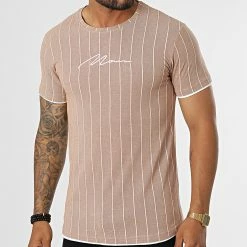 Le moins cher 🔥 Tee 👕 Shirt A Rayures LM277 Camel Chiné de Classic Series ⌛