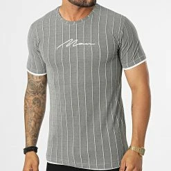 Meilleure vente 🎁 Tee 👚 Shirt A Rayures LM277 Vert Kaki Chiné de Classic Series 👏