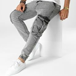 Le moins cher 💯 Pantalon Cargo Denim 15144 Gris Chiné de Classic Series 🌟 -Classic Series Soldes classic series 329745 15144 FUME 20220727T152413 03