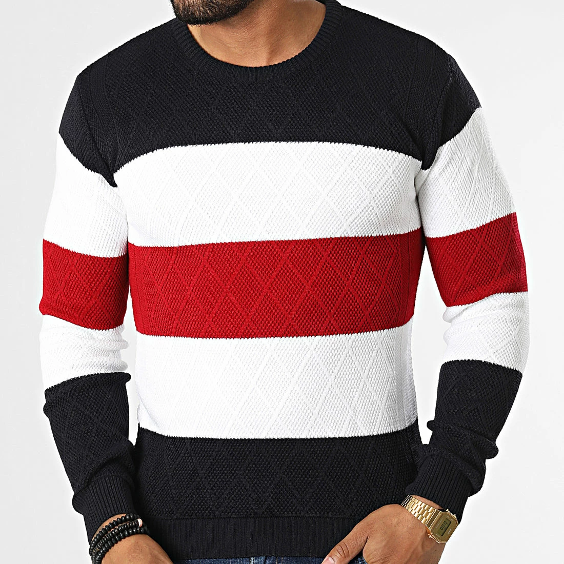 Budget 🎁 Pull 52278 Beige Clair Bleu Marine Rouge de Classic Series 😉 5 Budget 🎁 Pull 52278 Beige Clair Bleu Marine Rouge de Classic Series 😉 – Image 3