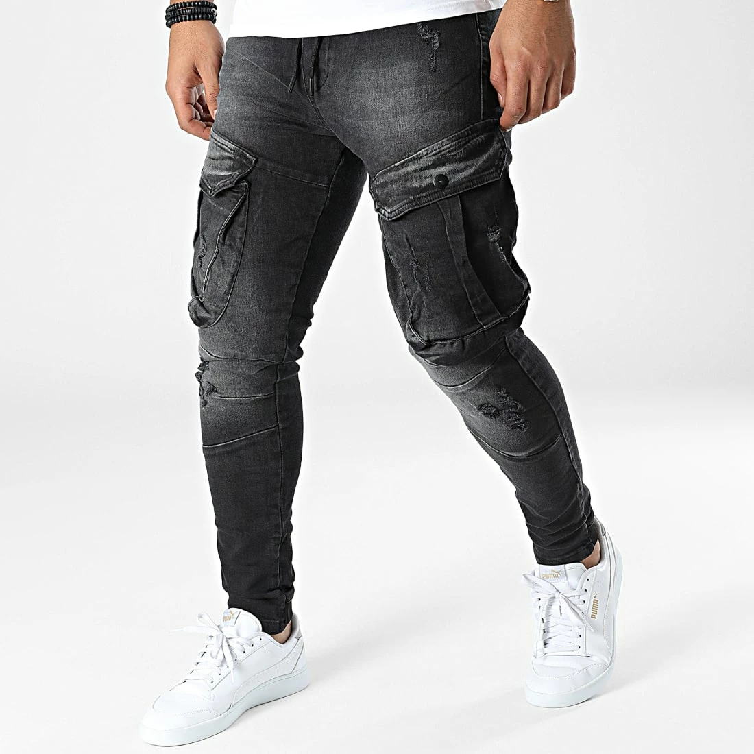 Promo 🥰 Pantalon Cargo Skinny 13437 Gris Anthracite de Classic Series ❤️ 3 Promo 🥰 Pantalon Cargo Skinny 13437 Gris Anthracite de Classic Series ❤️