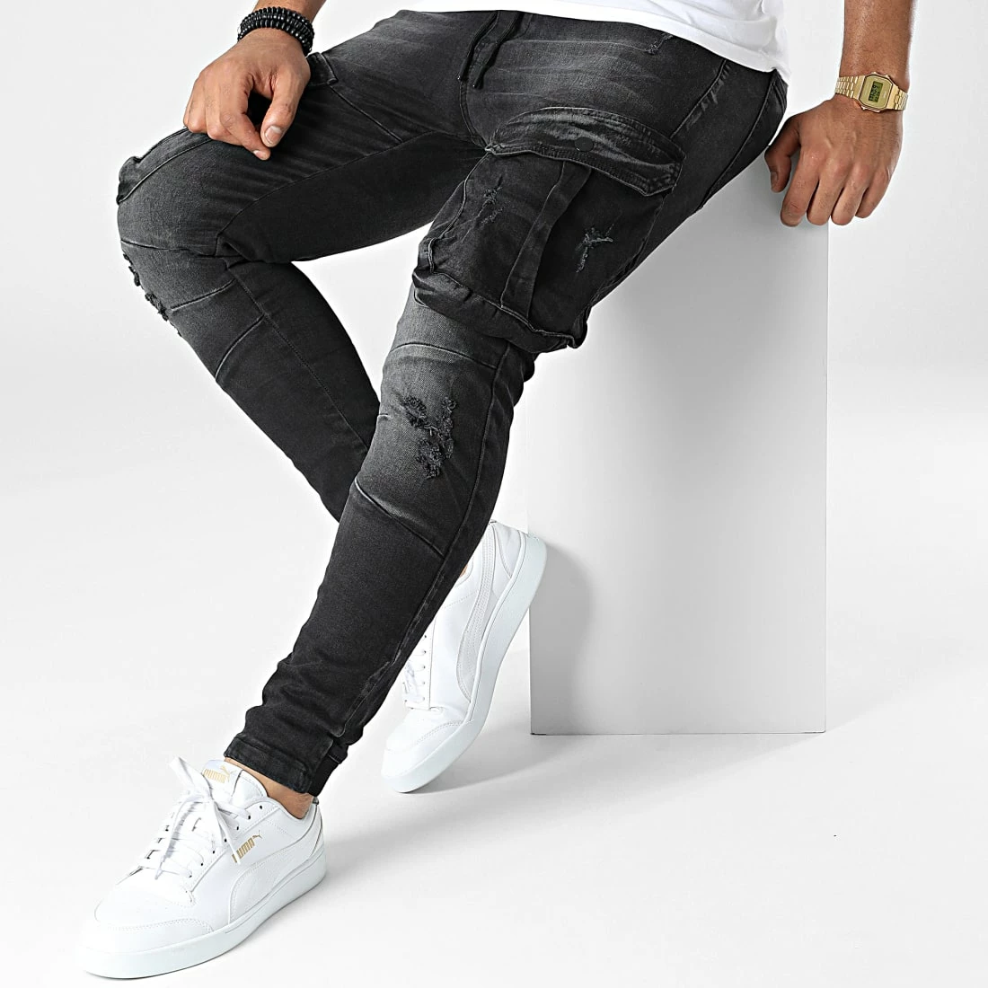 Promo 🥰 Pantalon Cargo Skinny 13437 Gris Anthracite de Classic Series ❤️ 5 Promo 🥰 Pantalon Cargo Skinny 13437 Gris Anthracite de Classic Series ❤️ – Image 3