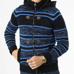 Budget 🎉 Gilet Zippé Capuche 3000 Noir Bleu Clair de Classic Series ✨