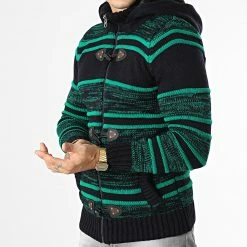 De gros 😍 Gilet Zippé Capuche 3000 Bleu Marine Vert de Classic Series 🎉