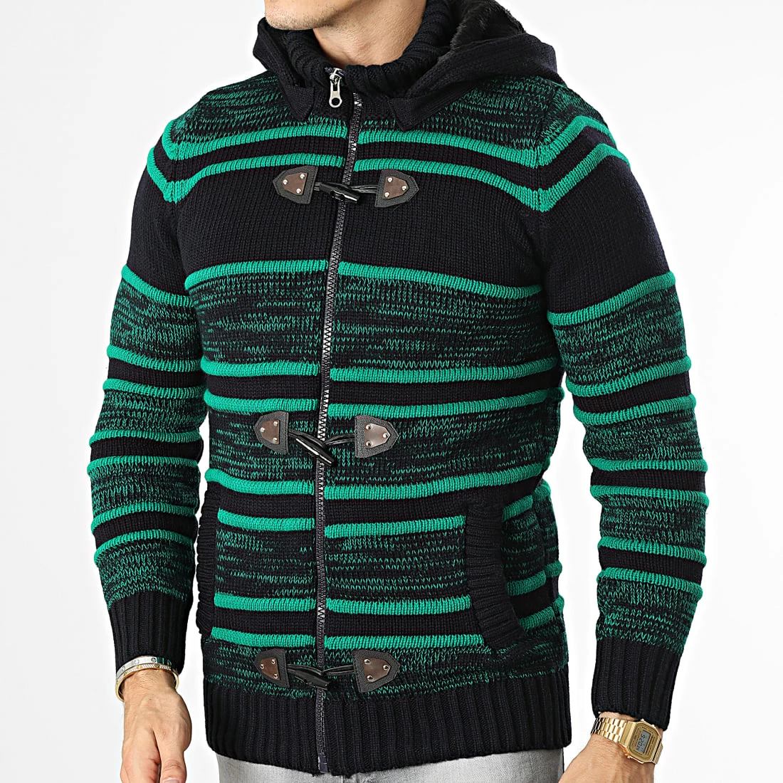 De gros 😍 Gilet Zippé Capuche 3000 Bleu Marine Vert de Classic Series 🎉 5 De gros 😍 Gilet Zippé Capuche 3000 Bleu Marine Vert de Classic Series 🎉 – Image 3