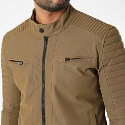 Le moins cher ⌛ Veste Biker 117 Marron de Classic Series 🛒 -Classic Series Soldes classic series 336571 117 HAKI 20220915T151807 02