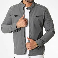 De gros ⭐ Veste Biker 117 Gris Anthracite de Classic Series 🧨