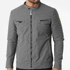 De gros ⭐ Veste Biker 117 Gris Anthracite de Classic Series 🧨 -Classic Series Soldes classic series 336572 117 GRI 20220915T151719 03
