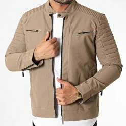 Meilleure affaire 🔔 Veste Biker 117 Marron Taupe de Classic Series ✨