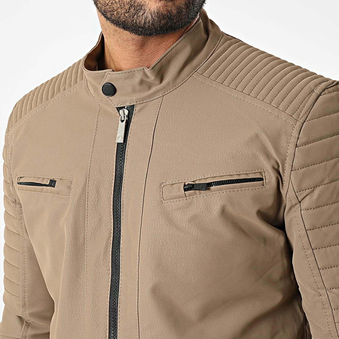 Meilleure affaire 🔔 Veste Biker 117 Marron Taupe de Classic Series ✨ 4 Meilleure affaire 🔔 Veste Biker 117 Marron Taupe de Classic Series ✨ – Image 2