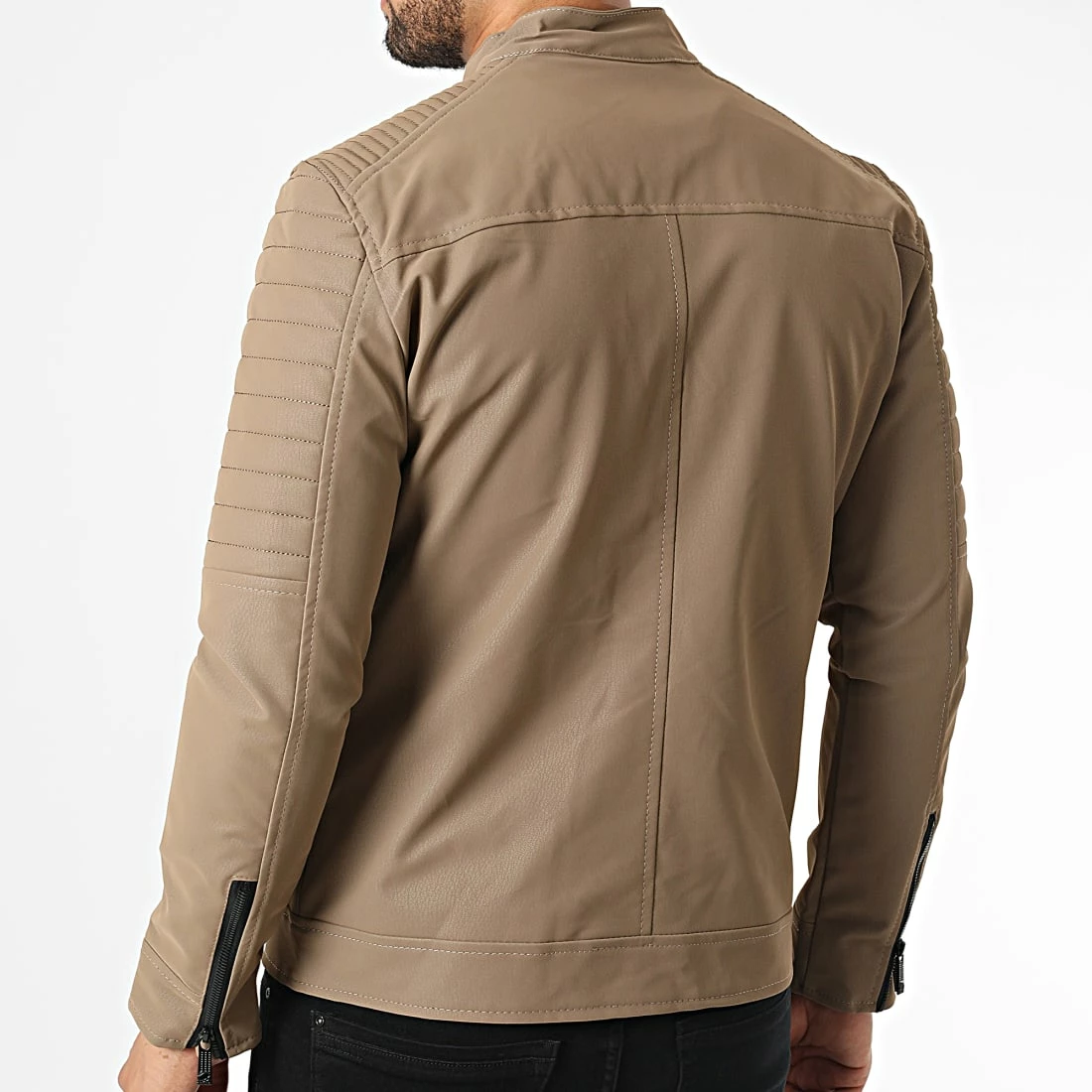 Meilleure affaire 🔔 Veste Biker 117 Marron Taupe de Classic Series ✨ 6 Meilleure affaire 🔔 Veste Biker 117 Marron Taupe de Classic Series ✨ – Image 4