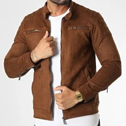 Meilleure vente 🎁 Veste Biker Suédine 506 Marron de Classic Series 👏