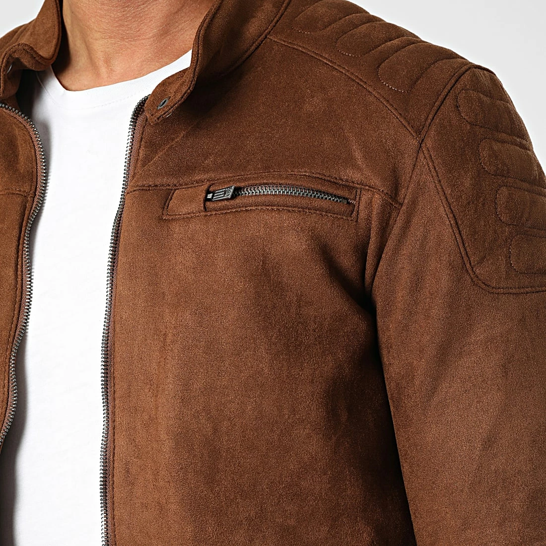 Meilleure vente 🎁 Veste Biker Suédine 506 Marron de Classic Series 👏 4 Meilleure vente 🎁 Veste Biker Suédine 506 Marron de Classic Series 👏 – Image 2