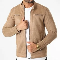 Top 10 👏 Veste Biker Suédine 506 Beige Foncé de Classic Series 👍