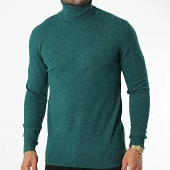 Bon marché 🎉 Pull Col Roulé 6741 Vert Foncé de Classic Series 🥰