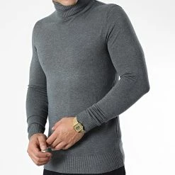 Promo 🌟 Pull Col Roulé J663 Gris Chiné de Classic Series 👏 -Classic Series Soldes classic series 338028 J663 9 20220921T154441 03