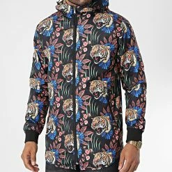 Coupon 😍 Veste Zippée Capuche Floral 7424 Noir de Classic Series 🔔