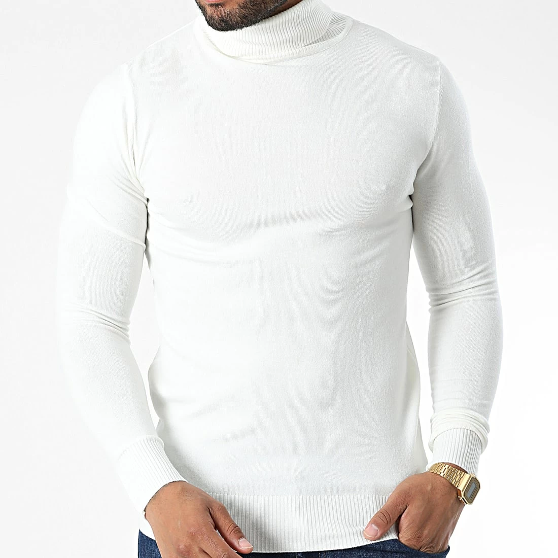 De gros 😍 Pull Col Roulé J663 Beige Clair de Classic Series 🎁 3 De gros 😍 Pull Col Roulé J663 Beige Clair de Classic Series 🎁