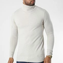 Le moins cher 🔔 Pull Col Roulé J663 Beige de Classic Series 🌟 -Classic Series Soldes classic series 338314 J663 1 20220923T152514 03