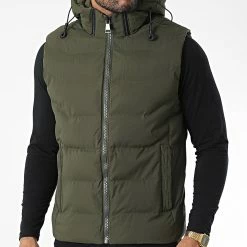 Remise 🧨 Doudoune Sans Manches 9356 Vert Kaki de Classic Series 💯