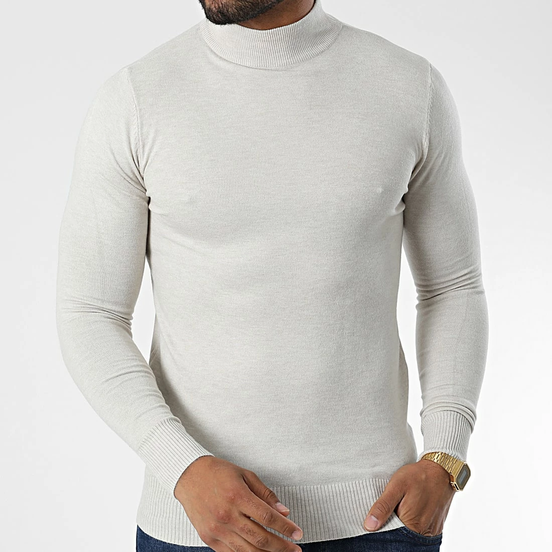 Le moins cher ✔️ Pull Col Cheminée 665 Beige de Classic Series 🥰 3 Le moins cher ✔️ Pull Col Cheminée 665 Beige de Classic Series 🥰