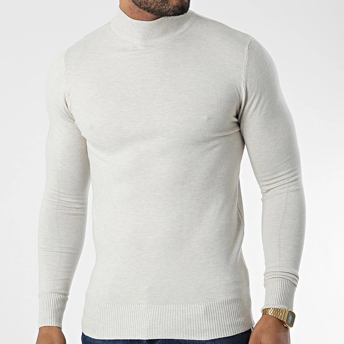 Le moins cher ✔️ Pull Col Cheminée 665 Beige de Classic Series 🥰 5 Le moins cher ✔️ Pull Col Cheminée 665 Beige de Classic Series 🥰 – Image 3