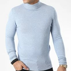 Grosses soldes 🧨 Pull Col Cheminée 665 Bleu Clair Chiné de Classic Series 🥰 -Classic Series Soldes classic series 338489 J665 13 20220921T154608 03