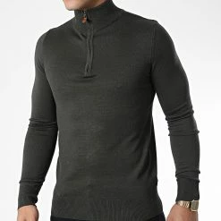 Top 10 ❤️ Pull Col Zippé J666 Vert Kaki de Classic Series 😍