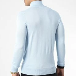 Promo 😀 Pull Col Zippé J666 Bleu Clair de Classic Series 🎉 -Classic Series Soldes classic series 338495 J666 3 20220921T154626 04