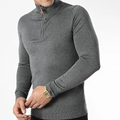 Meilleur prix ⌛ Pull Col Zippé J666 Gris Anthracite Chiné de Classic Series 🌟 -Classic Series Soldes classic series 338597 J666 5 20220921T154515 03