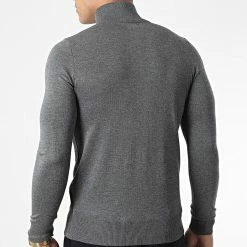 Meilleur prix ⌛ Pull Col Zippé J666 Gris Anthracite Chiné de Classic Series 🌟 -Classic Series Soldes classic series 338597 J666 5 20220921T154517 04