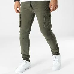 Grosses soldes ❤️ Pantalon Cargo 7686 Vert Kaki de Classic Series ⭐