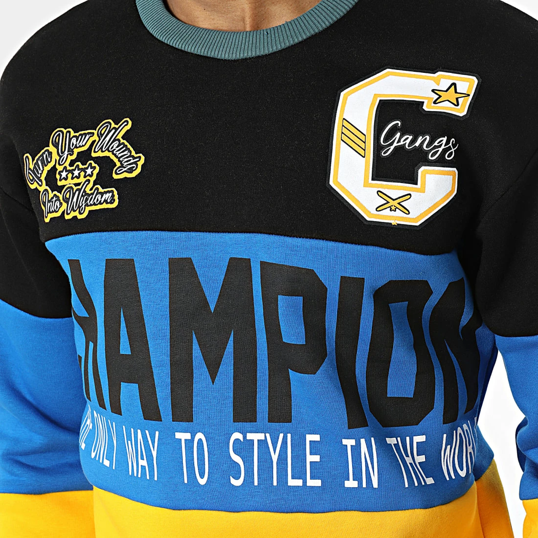 Acheter 🎁 Sweat Crewneck 1136 Jaune Bleu Roi Noir de Classic Series 👍 4 Acheter 🎁 Sweat Crewneck 1136 Jaune Bleu Roi Noir de Classic Series 👍 – Image 2