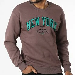 Promo 👍 Sweat Crewneck 1124 Marron de Classic Series 🤩 -Classic Series Soldes classic series 340772 GK 1124 MURDUM 20220929T161115 03