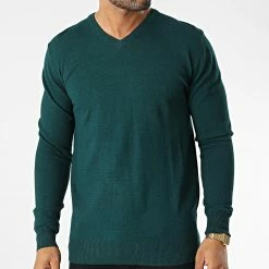 Offres ⌛ Pull Col V 6745 Vert Foncé de Classic Series 😀