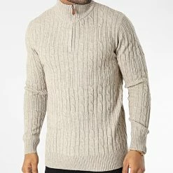 Sortie 😉 Pull Col Zippé 6852 Beige de Classic Series 😀 -Classic Series Soldes classic series 342232 6852 BEIGE 20221020T135059 03