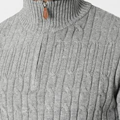 Meilleur prix ⭐ Pull Col Zippé 6852 Gris Chiné de Classic Series 💯 -Classic Series Soldes classic series 342233 6852 GRIS CHINE 20221020T135330 02
