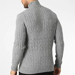 Meilleur prix ⭐ Pull Col Zippé 6852 Gris Chiné de Classic Series 💯 -Classic Series Soldes classic series 342233 6852 GRIS CHINE 20221020T135332 04