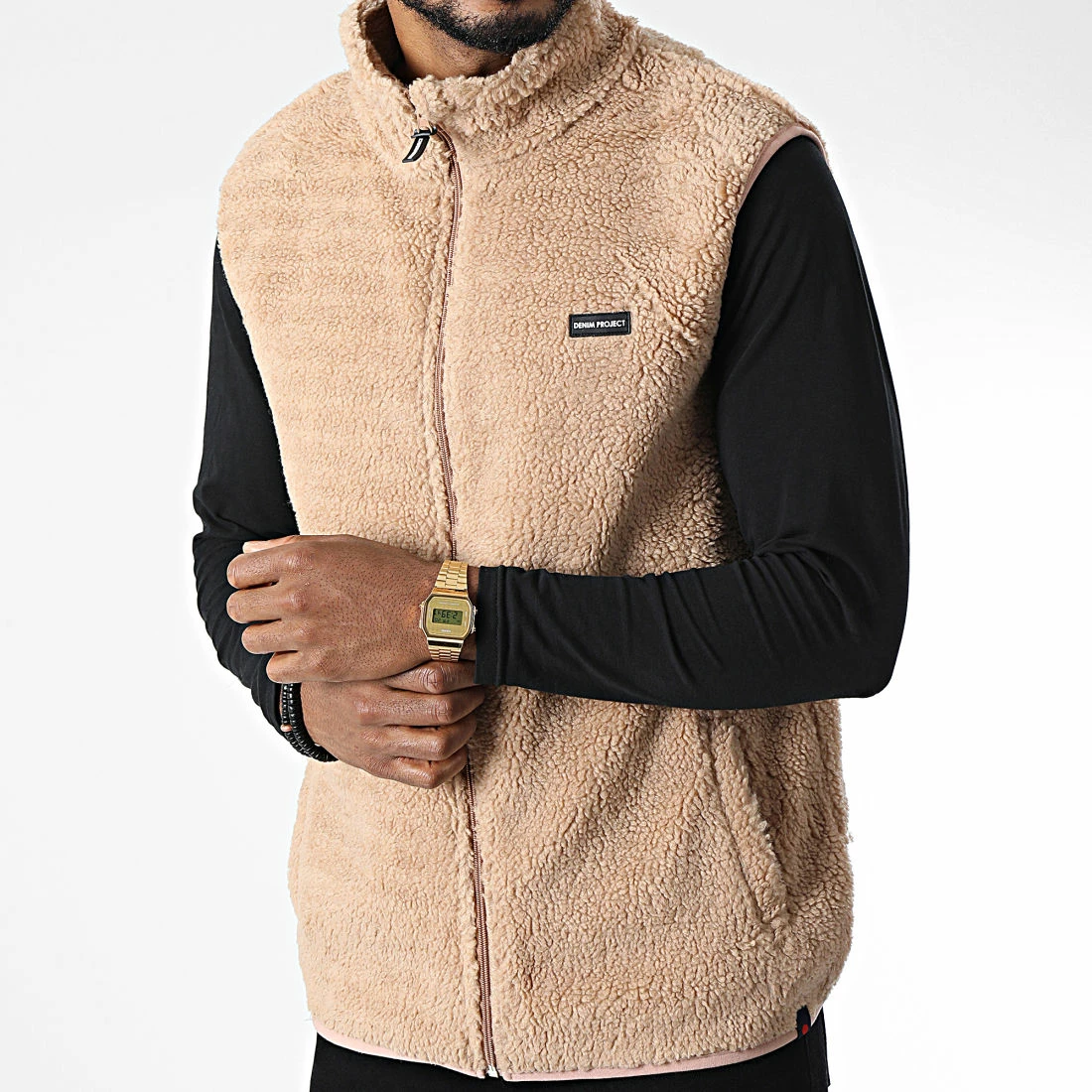 Meilleure vente 🤩 Veste Zippée Sans Manches DP-10022-007 Beige de Classic Series 🔥 5 Meilleure vente 🤩 Veste Zippée Sans Manches DP-10022-007 Beige de Classic Series 🔥 – Image 3