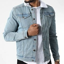 De gros ⌛ Veste Jean Col Mouton Kash Teddy DP3010 Bleu Denim de Classic Series 🎁 -Classic Series Soldes classic series 342306 DP3010 044 20221021T151423 03