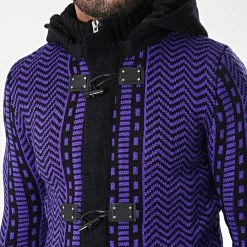 Meilleure affaire 🎁 Gilet Zippé Capuche 3007 Bleu Marine Violet de Classic Series 🧨 -Classic Series Soldes classic series 342497 3007 BLEU 20221007T160801 02