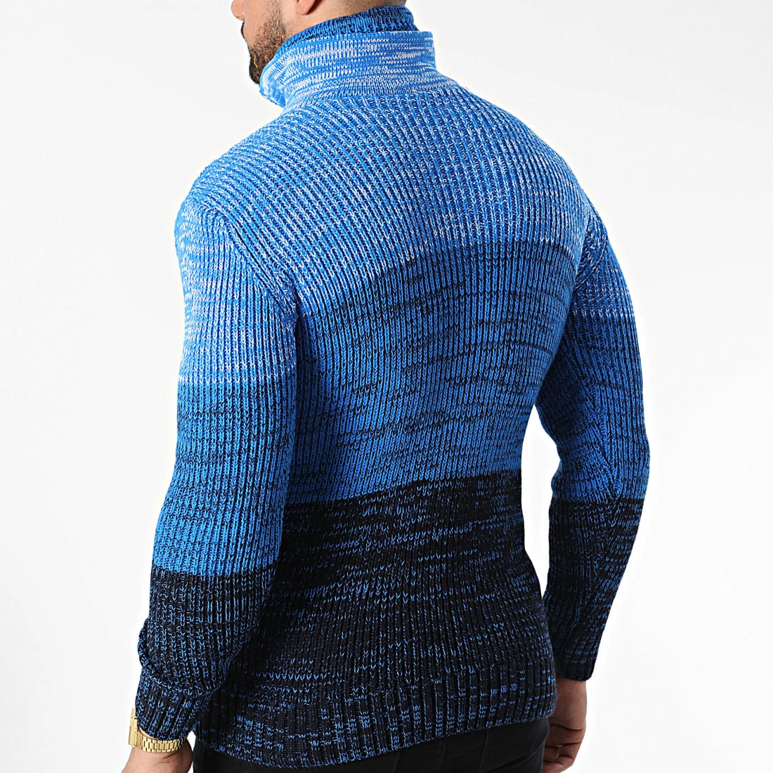 De gros ⭐ Pull Col Montant 5012 Noir Bleu Clair de Classic Series ❤️ 6 De gros ⭐ Pull Col Montant 5012 Noir Bleu Clair de Classic Series ❤️ – Image 4