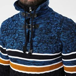 Remise 👏 Pull Col Montant 5013 Bleu Marine Bleu Chiné de Classic Series 😍 -Classic Series Soldes classic series 342528 5013 BLEU 20221007T155157 02