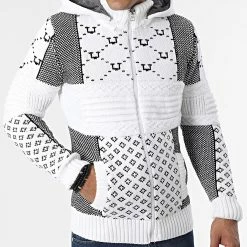 Nouveau 😀 Gilet Zippé Capuche 3013 Beige Clair Noir de Classic Series ✨