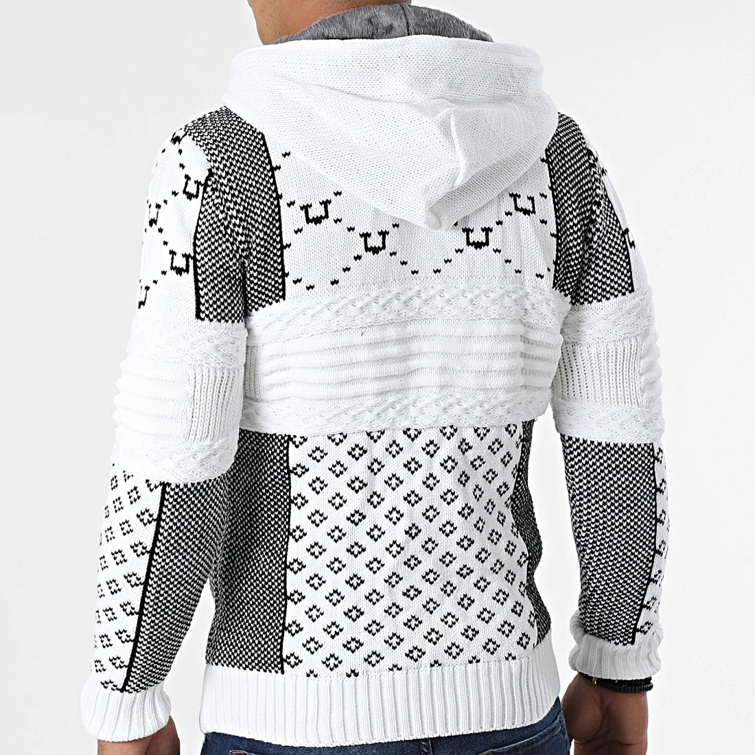 Nouveau 😀 Gilet Zippé Capuche 3013 Beige Clair Noir de Classic Series ✨ 6 Nouveau 😀 Gilet Zippé Capuche 3013 Beige Clair Noir de Classic Series ✨ – Image 4