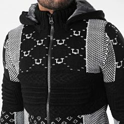 Meilleur prix 😉 Gilet Zippé Capuche 3013 Noir Blanc de Classic Series 😀 -Classic Series Soldes classic series 342561 3013 BLACK 20221007T155510 02