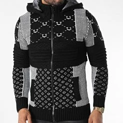 Meilleur prix 😉 Gilet Zippé Capuche 3013 Noir Blanc de Classic Series 😀 -Classic Series Soldes classic series 342561 3013 BLACK 20221007T155512 03