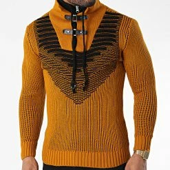 Budget 🔥 Pull Col Montant 5017 Orange de Classic Series 🥰