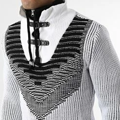 Meilleur prix 💯 Pull Col Montant 5017 Beige Clair Noir de Classic Series 🥰 -Classic Series Soldes classic series 342589 5017 WHITE BLACK 20221007T160403 02